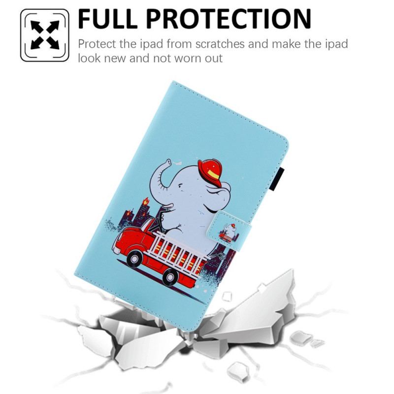 Capa De Couro Para Samsung Galaxy Tab A8 (2021) Bombeiro Elefante