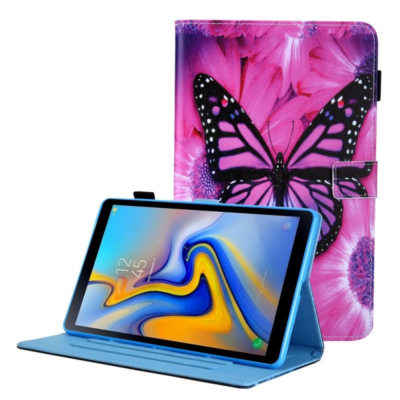 Capa De Couro Para Samsung Galaxy Tab A8 (2021) Borboleta Floral