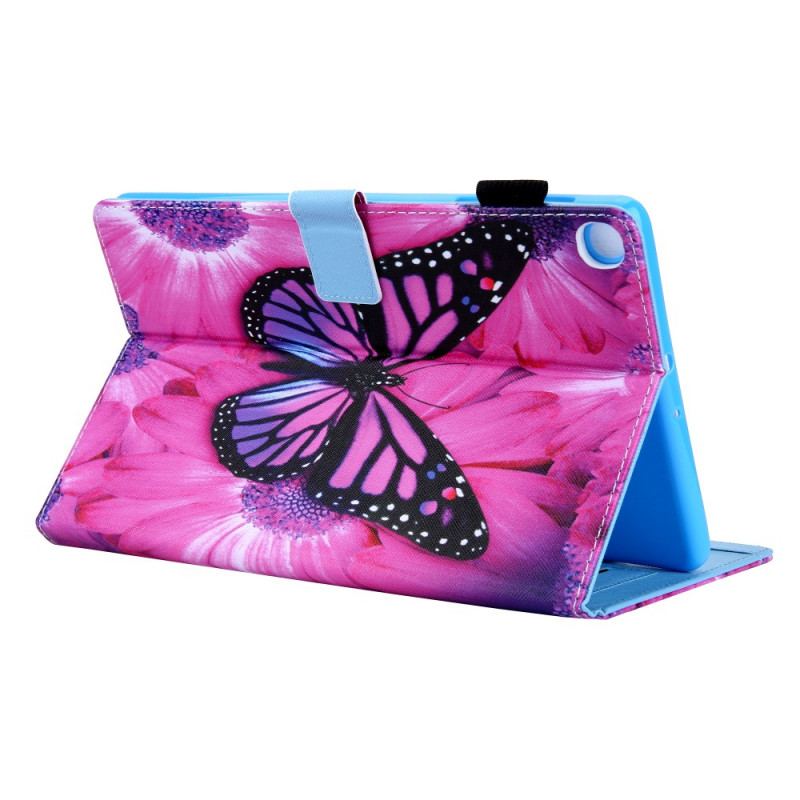 Capa De Couro Para Samsung Galaxy Tab A8 (2021) Borboleta Floral