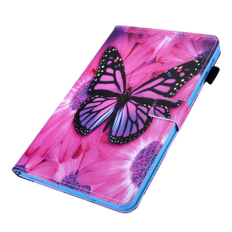 Capa De Couro Para Samsung Galaxy Tab A8 (2021) Borboleta Floral