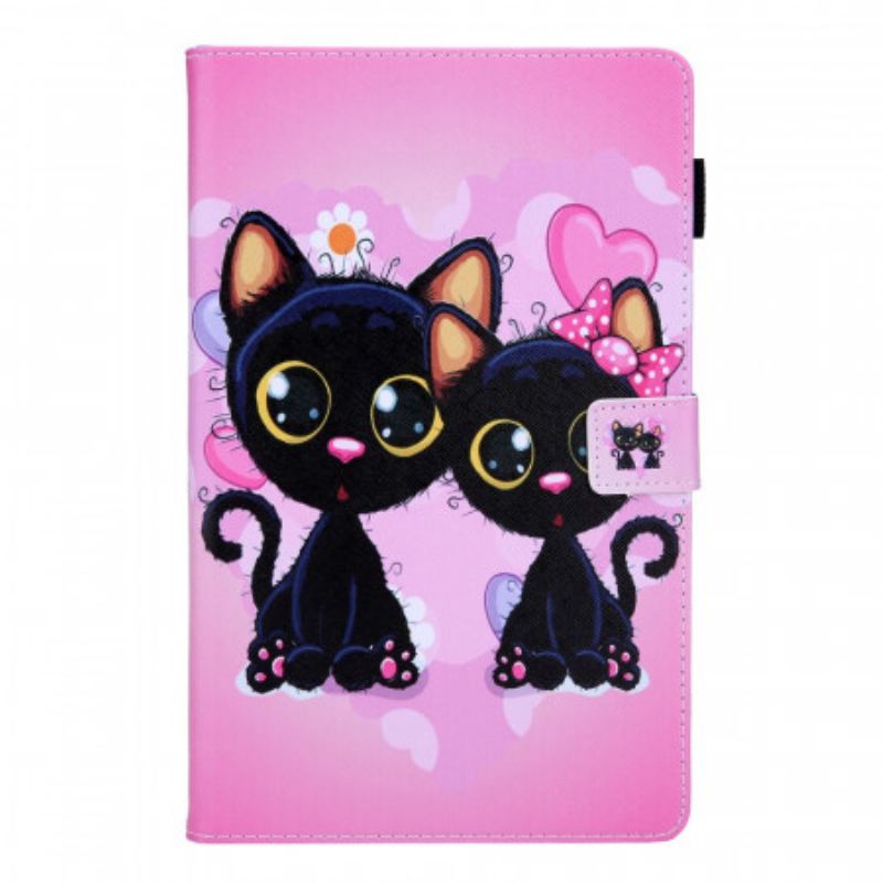 Capa De Couro Para Samsung Galaxy Tab A8 (2021) Casal De Gatos