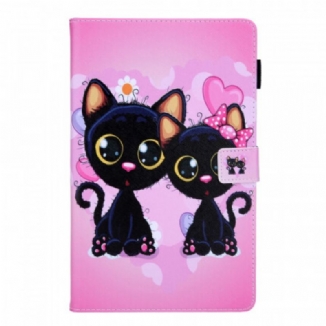 Capa De Couro Para Samsung Galaxy Tab A8 (2021) Casal De Gatos