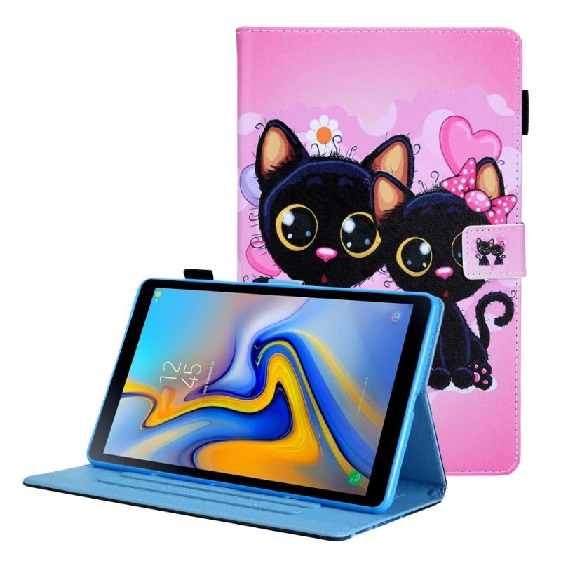 Capa De Couro Para Samsung Galaxy Tab A8 (2021) Casal De Gatos