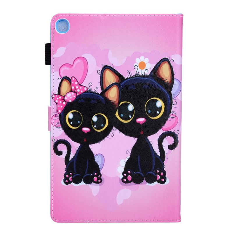 Capa De Couro Para Samsung Galaxy Tab A8 (2021) Casal De Gatos