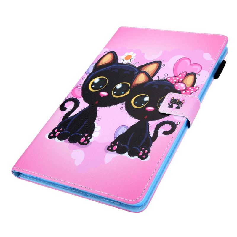 Capa De Couro Para Samsung Galaxy Tab A8 (2021) Casal De Gatos