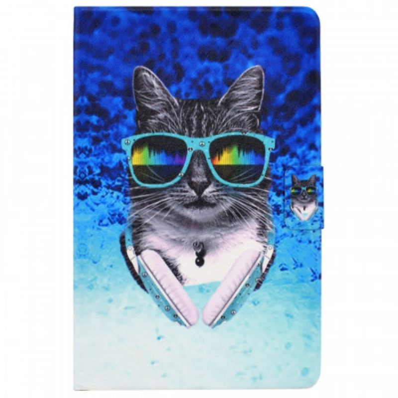 Capa De Couro Para Samsung Galaxy Tab A8 (2021) Gato Discoteca