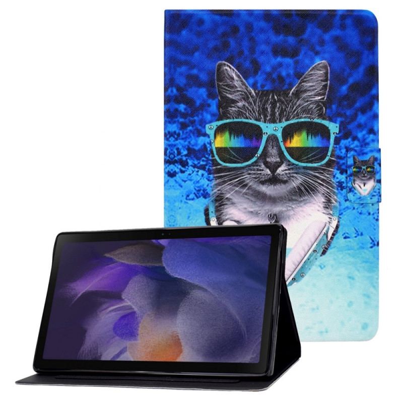 Capa De Couro Para Samsung Galaxy Tab A8 (2021) Gato Discoteca