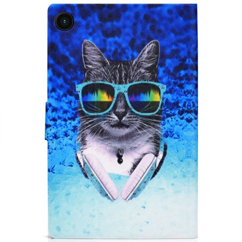 Capa De Couro Para Samsung Galaxy Tab A8 (2021) Gato Discoteca