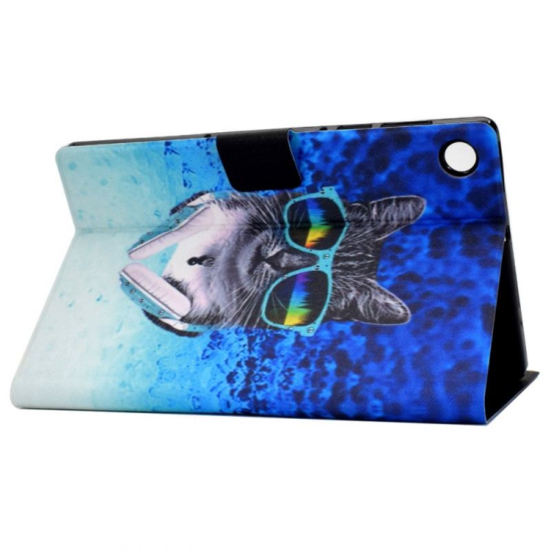 Capa De Couro Para Samsung Galaxy Tab A8 (2021) Gato Discoteca