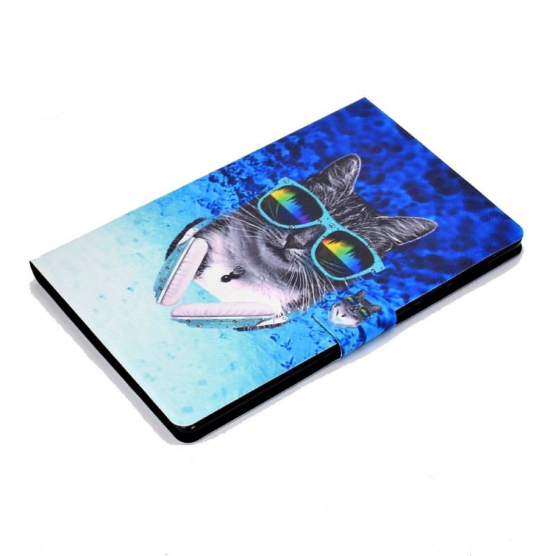 Capa De Couro Para Samsung Galaxy Tab A8 (2021) Gato Discoteca