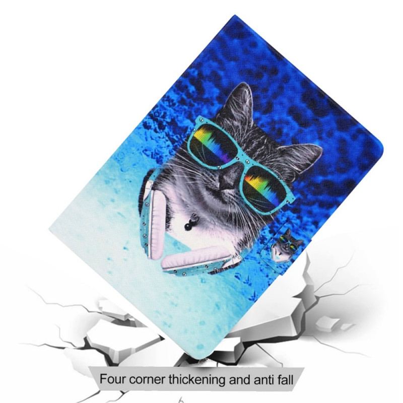 Capa De Couro Para Samsung Galaxy Tab A8 (2021) Gato Discoteca