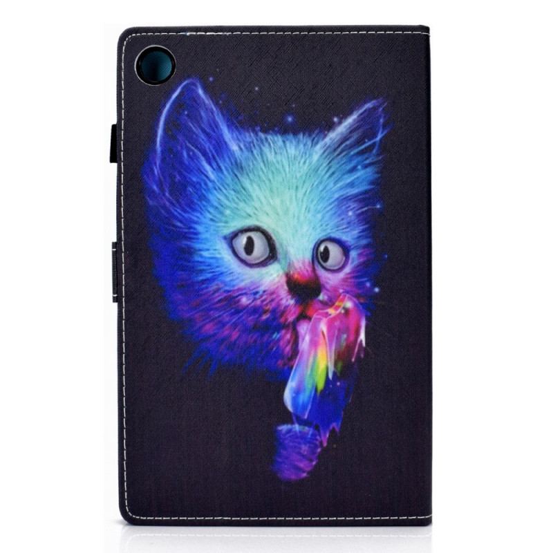 Capa De Couro Para Samsung Galaxy Tab A8 (2021) Gato Psicótico