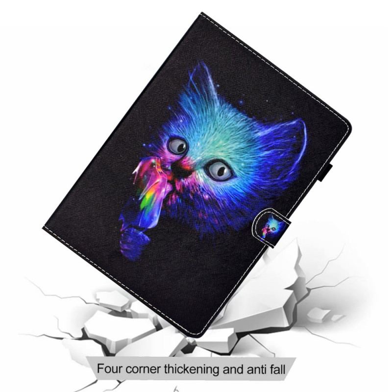 Capa De Couro Para Samsung Galaxy Tab A8 (2021) Gato Psicótico