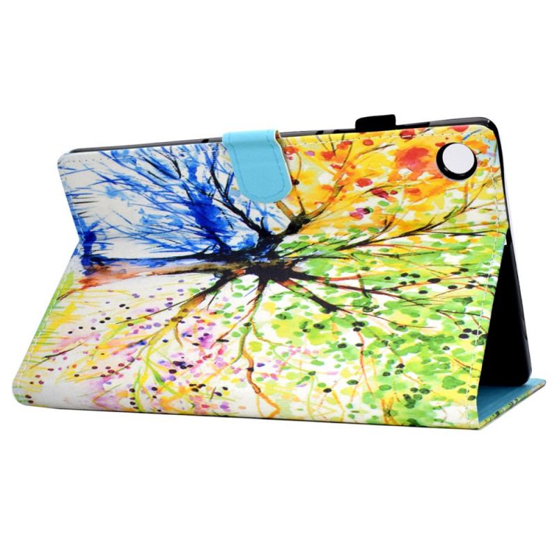 Capa Em Pele Para Samsung Galaxy Tab A8 (2021) Aquarela Árvore