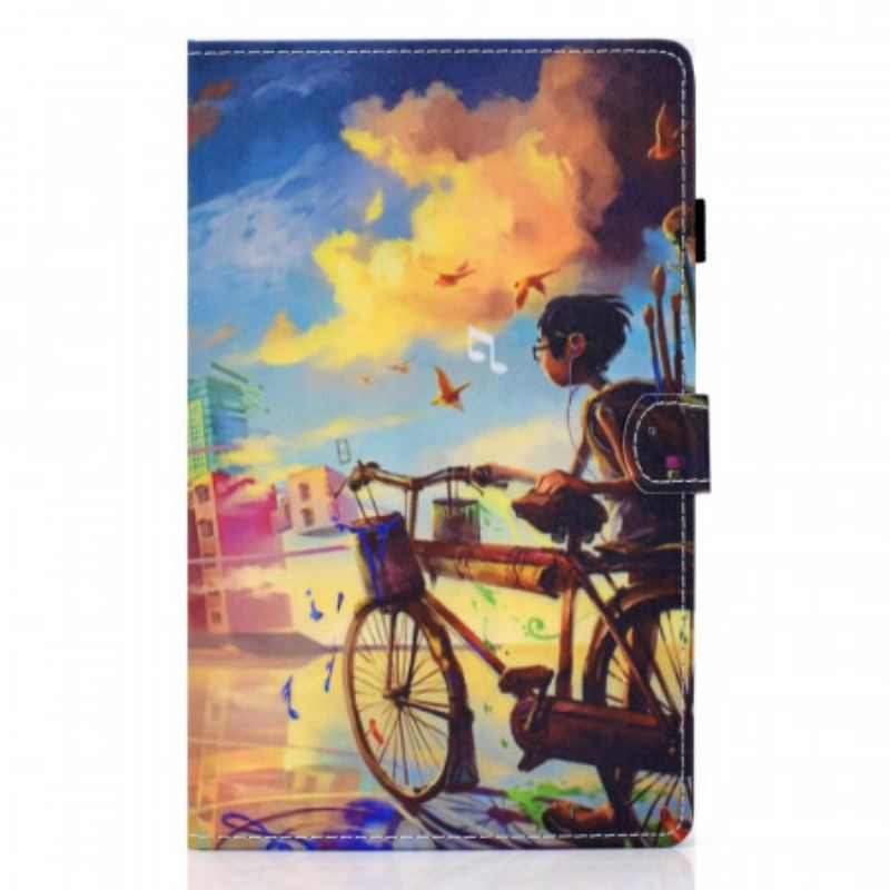 Capa Flip Para Samsung Galaxy Tab A8 (2021) Arte Da Bicicleta