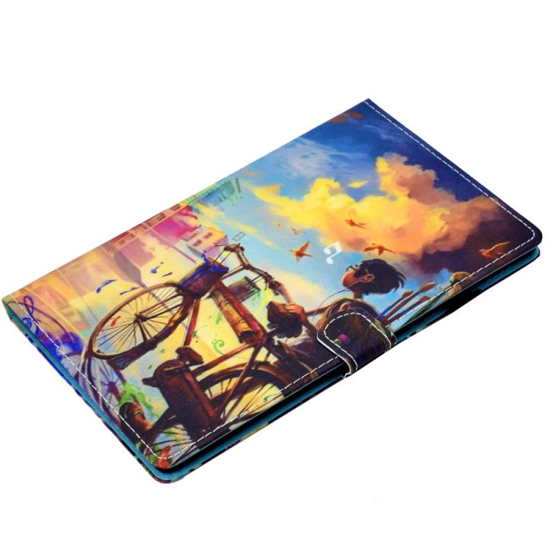 Capa Flip Para Samsung Galaxy Tab A8 (2021) Arte Da Bicicleta