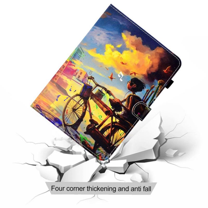 Capa Flip Para Samsung Galaxy Tab A8 (2021) Arte Da Bicicleta