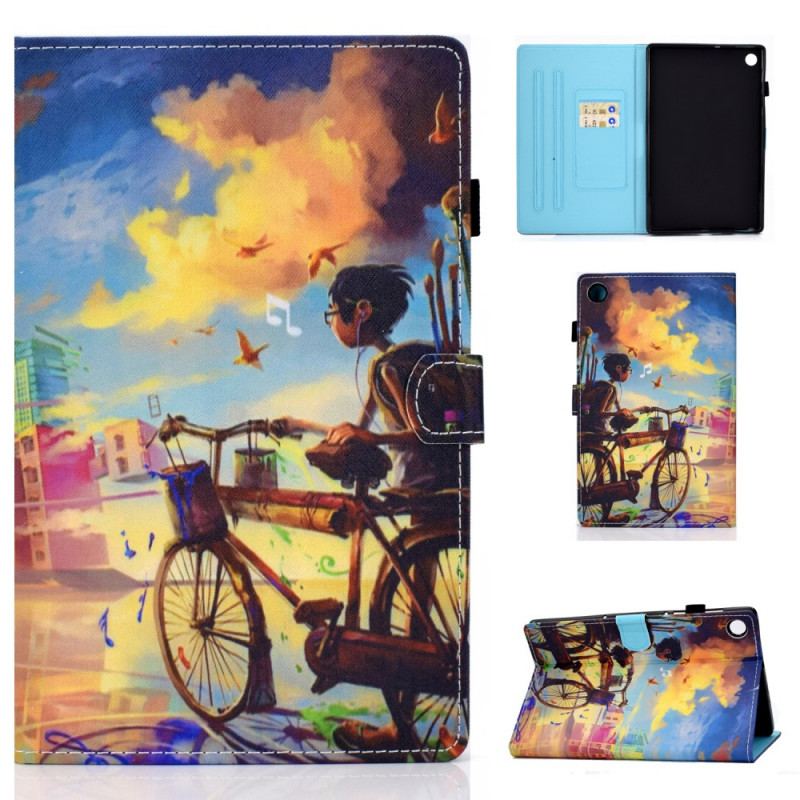 Capa Flip Para Samsung Galaxy Tab A8 (2021) Arte Da Bicicleta