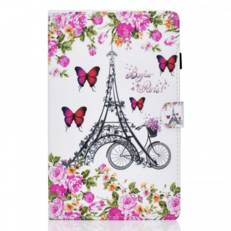 Capa Flip Para Samsung Galaxy Tab A8 (2021) Bicicleta Torre Eiffel