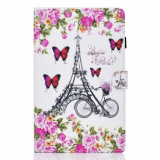 Capa Flip Para Samsung Galaxy Tab A8 (2021) Bicicleta Torre Eiffel