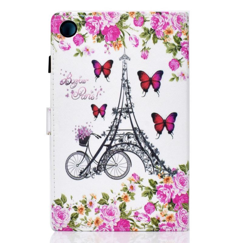 Capa Flip Para Samsung Galaxy Tab A8 (2021) Bicicleta Torre Eiffel