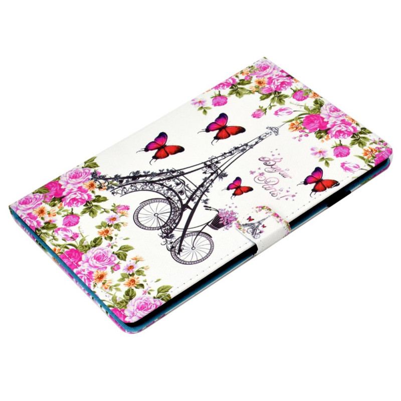 Capa Flip Para Samsung Galaxy Tab A8 (2021) Bicicleta Torre Eiffel