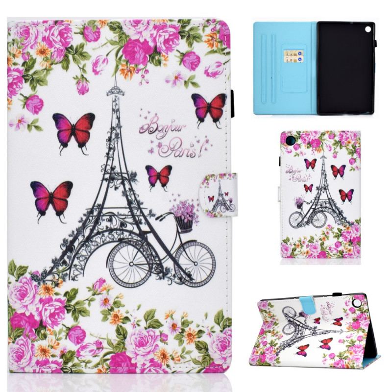 Capa Flip Para Samsung Galaxy Tab A8 (2021) Bicicleta Torre Eiffel