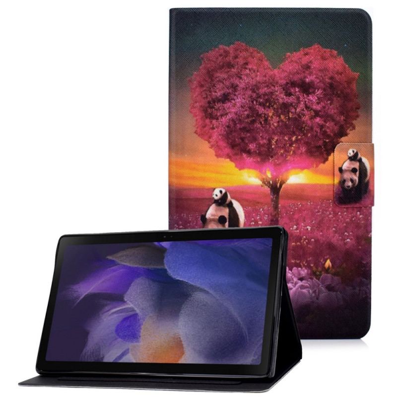 Capa Flip Para Samsung Galaxy Tab A8 (2021) Coração De Panda