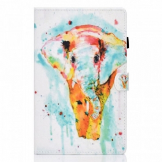 Capa Flip Para Samsung Galaxy Tab A8 (2021) Elefante Aquarela