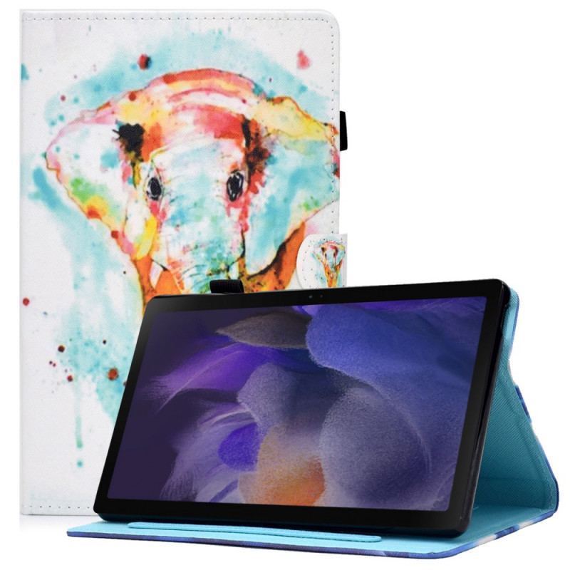 Capa Flip Para Samsung Galaxy Tab A8 (2021) Elefante Aquarela