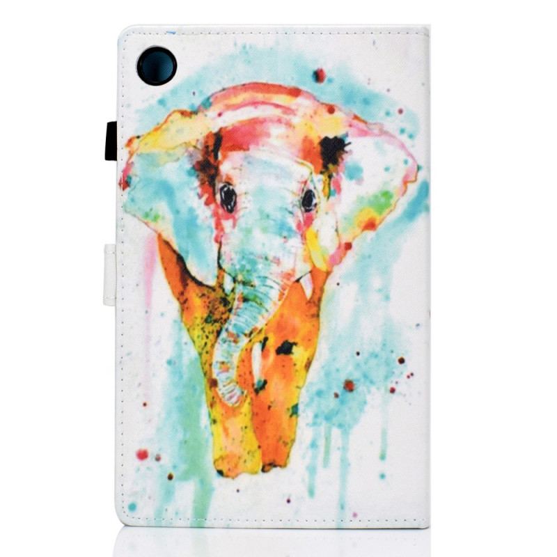 Capa Flip Para Samsung Galaxy Tab A8 (2021) Elefante Aquarela