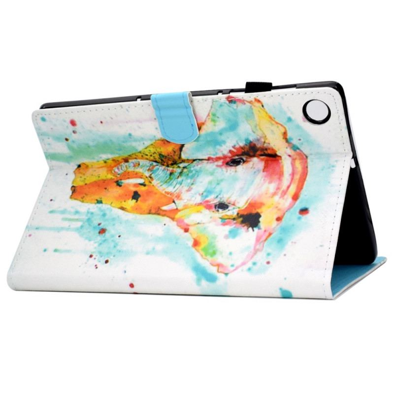 Capa Flip Para Samsung Galaxy Tab A8 (2021) Elefante Aquarela