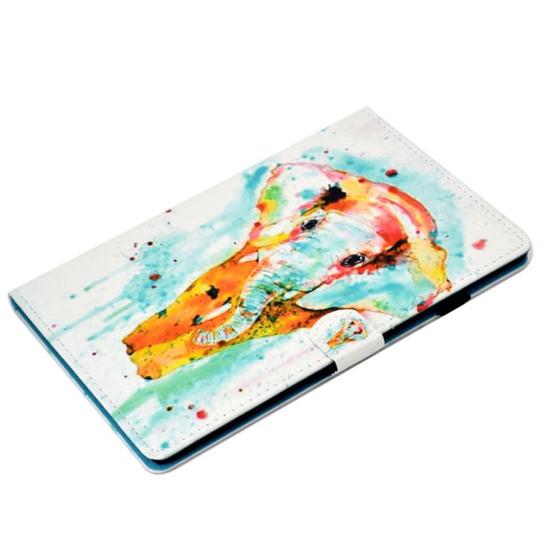 Capa Flip Para Samsung Galaxy Tab A8 (2021) Elefante Aquarela