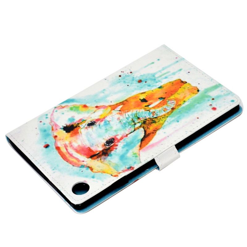 Capa Flip Para Samsung Galaxy Tab A8 (2021) Elefante Aquarela