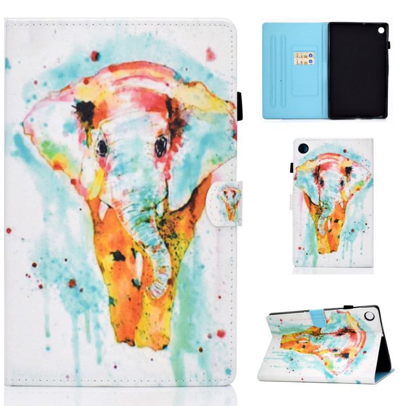 Capa Flip Para Samsung Galaxy Tab A8 (2021) Elefante Aquarela