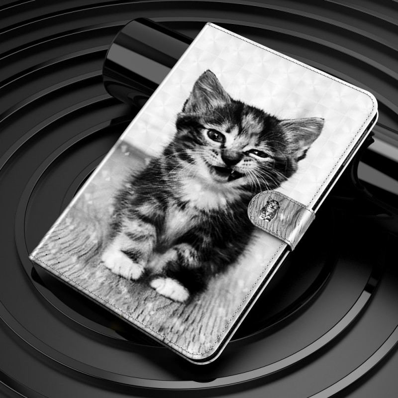 Capa Flip Para Samsung Galaxy Tab A8 (2021) Gatinho De Couro Falso