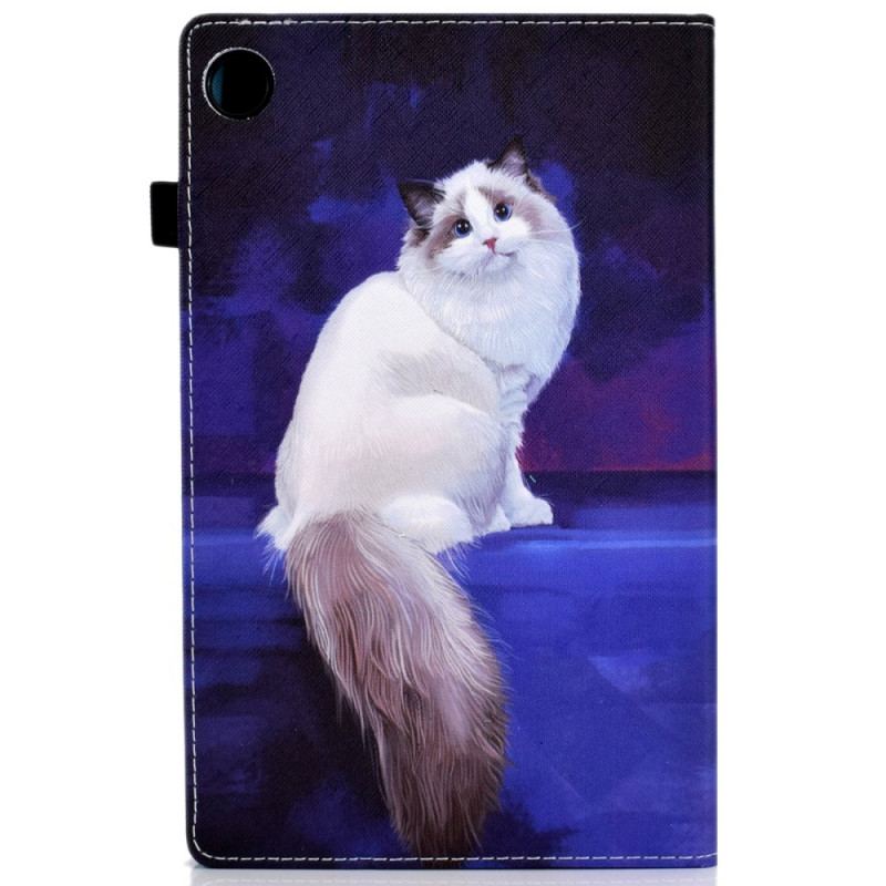 Capa Flip Para Samsung Galaxy Tab A8 (2021) Gato Branco