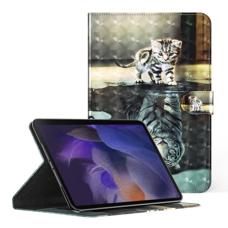 Capa Flip Para Samsung Galaxy Tab A8 (2021) Ponto De Luz Sonho De Gato