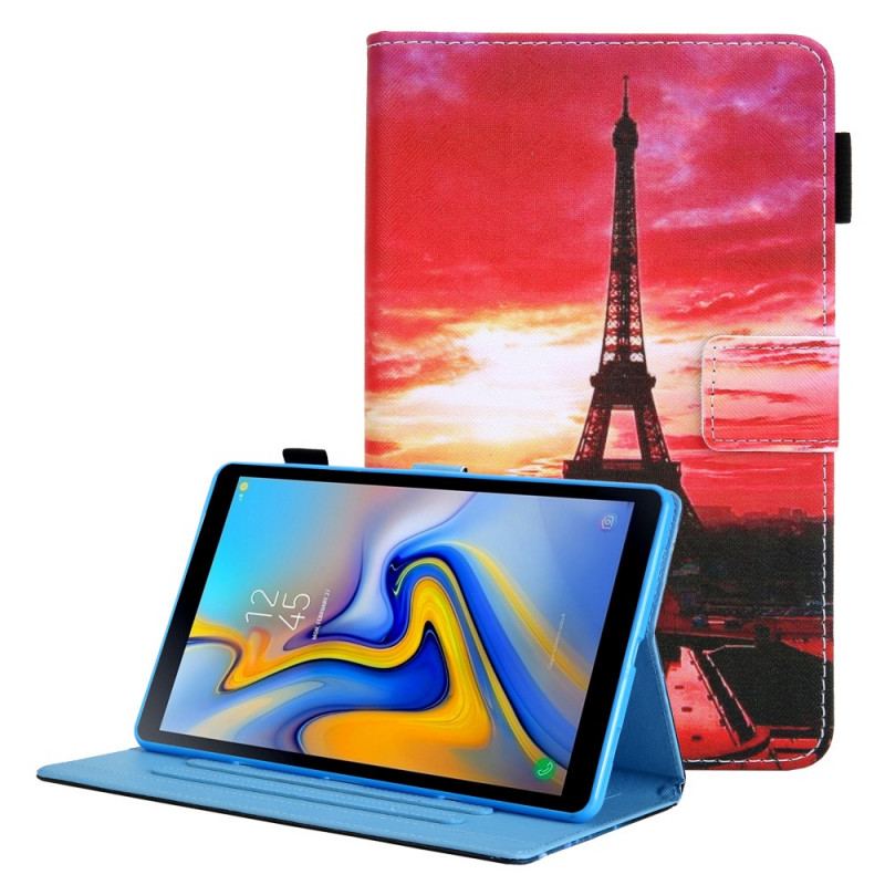 Capa Flip Para Samsung Galaxy Tab A8 (2021) Pôr Do Sol Torre Eiffel