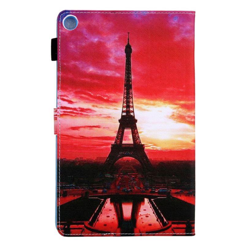 Capa Flip Para Samsung Galaxy Tab A8 (2021) Pôr Do Sol Torre Eiffel