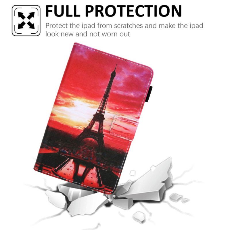 Capa Flip Para Samsung Galaxy Tab A8 (2021) Pôr Do Sol Torre Eiffel