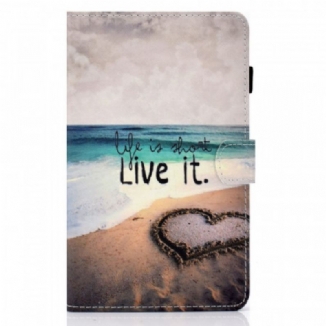 Capa Folio Para Samsung Galaxy Tab A8 (2021) A Vida É Curta Praia