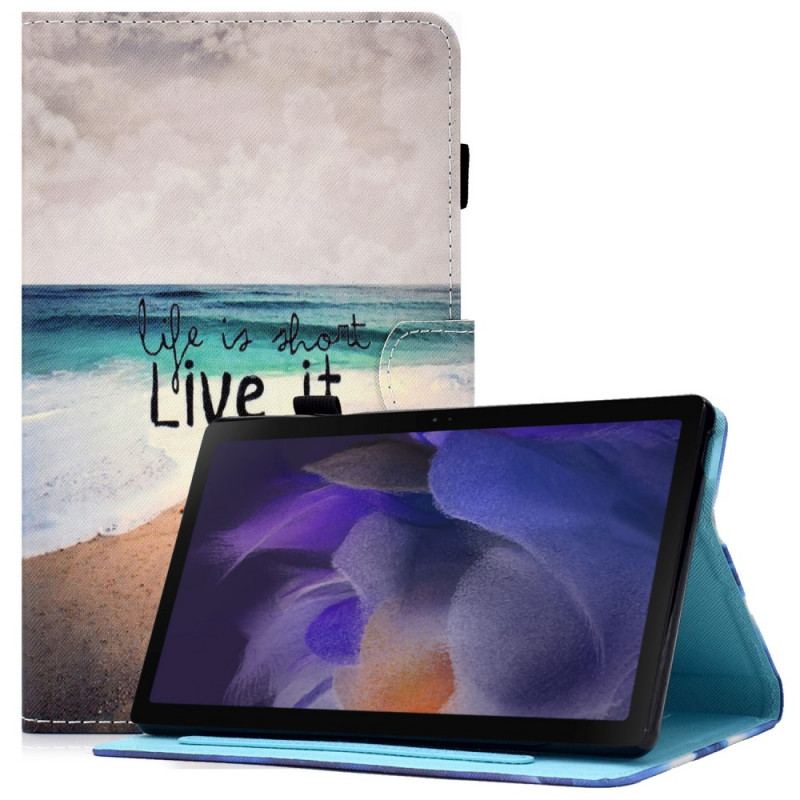 Capa Folio Para Samsung Galaxy Tab A8 (2021) A Vida É Curta Praia