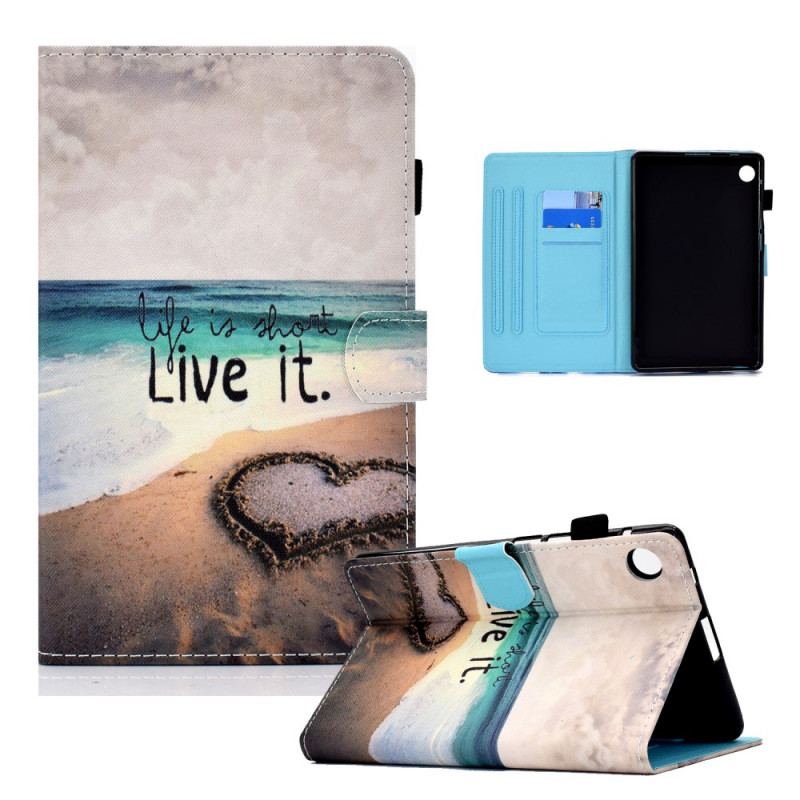 Capa Folio Para Samsung Galaxy Tab A8 (2021) A Vida É Curta Praia