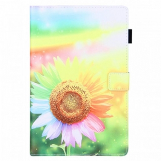 Capa Folio Para Samsung Galaxy Tab A8 (2021) Flores Ao Sol