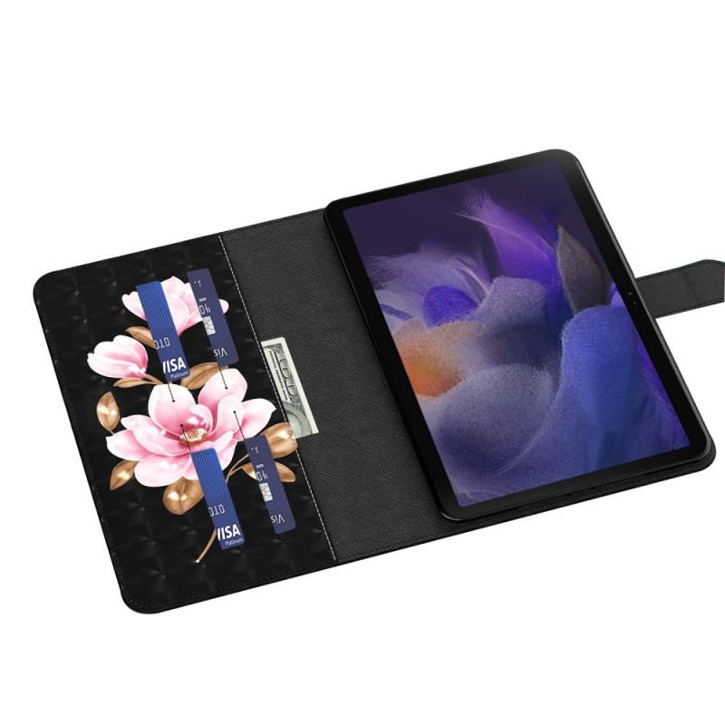 Capa Folio Para Samsung Galaxy Tab A8 (2021) Flores De Árvores De Imitação De Couro