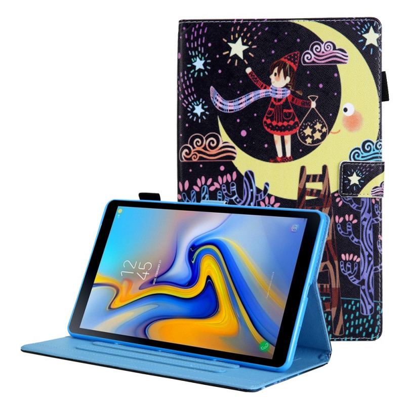 Capa Folio Para Samsung Galaxy Tab A8 (2021) Menina Na Lua