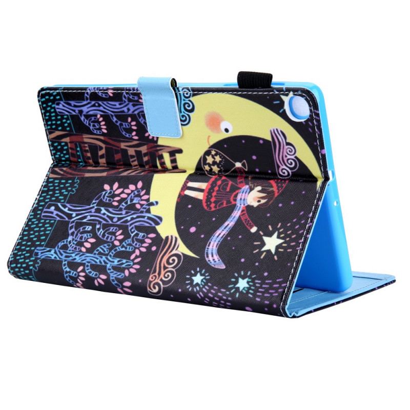 Capa Folio Para Samsung Galaxy Tab A8 (2021) Menina Na Lua