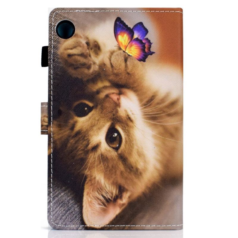 Capa Folio Para Samsung Galaxy Tab A8 (2021) Minha Gatinha E Borboleta