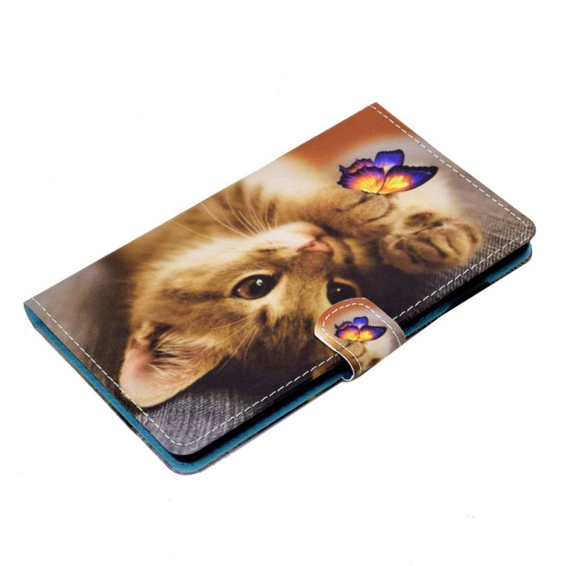 Capa Folio Para Samsung Galaxy Tab A8 (2021) Minha Gatinha E Borboleta